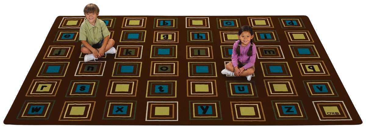 Literacy Squares Nature Classroom Rug