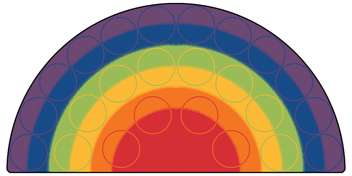 Rainbow Rows Half-Circle Classroom Rug, view 2