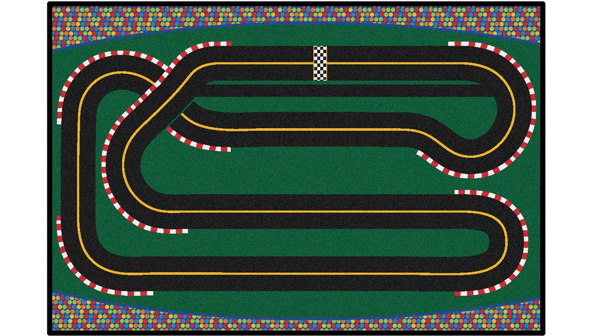 Super Speedway Racetrack Classroom Rug, view 2