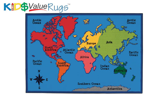 World Map Classroom Rug