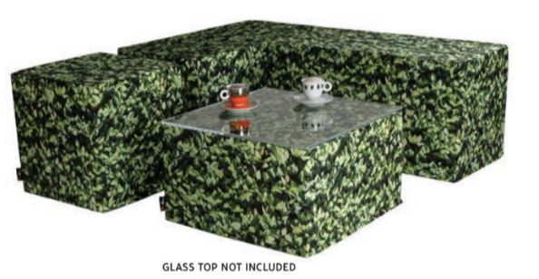 Leaf Print Cube Seat by Woodsmen