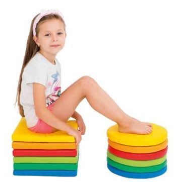 Low Rainbow Floor Pouf Set, 6 Pieces by NOVUM