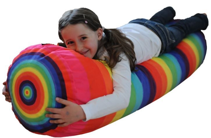 Rainbow Caterpillar Log Cushion by Woodsmen