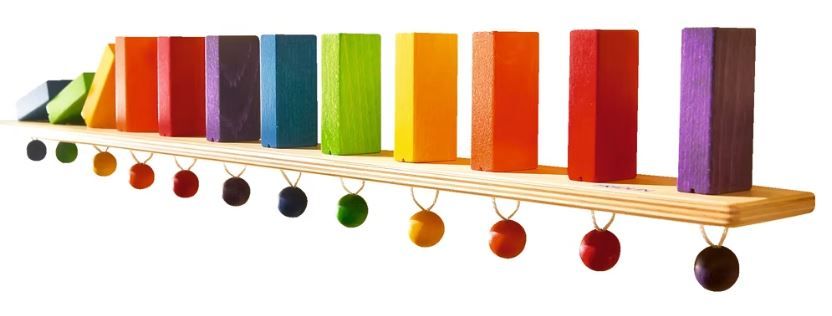 Rainbow Dominoes Chain Reaction Wall Panel by HABA Pro