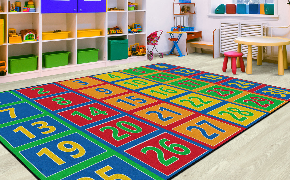 Number Rows Classroom Seating Rug