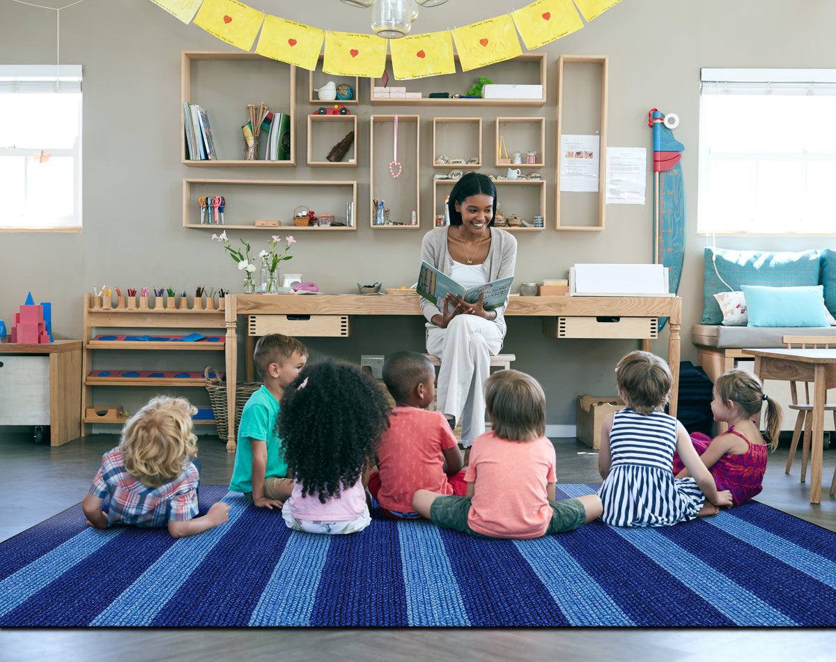 Cozy Basketweave Stripe Classroom Rug, view 5