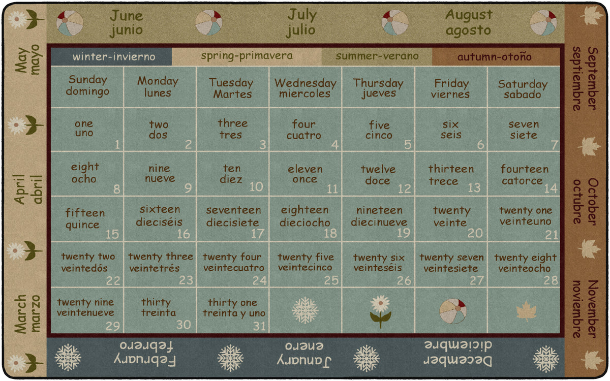 Bilingual Four Seasons Calendar Rug, view 4