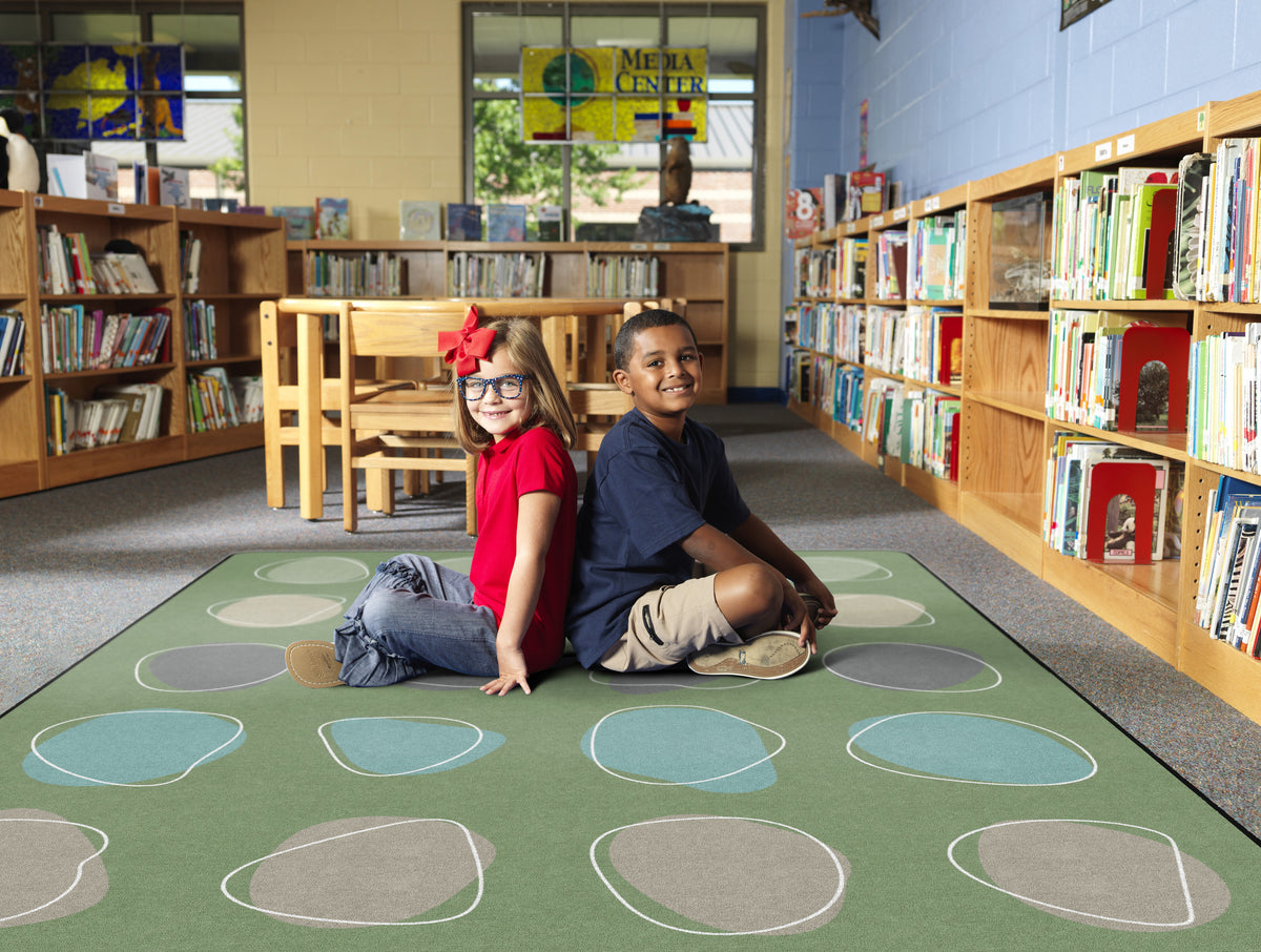 Calm Spots Green Classroom Seating Rug, view 2