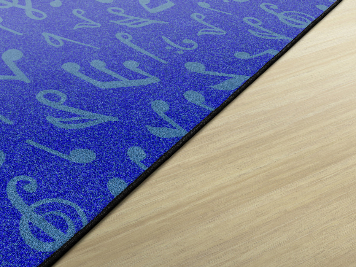 Music Notes Tonal Blue Classroom Rug, view 6