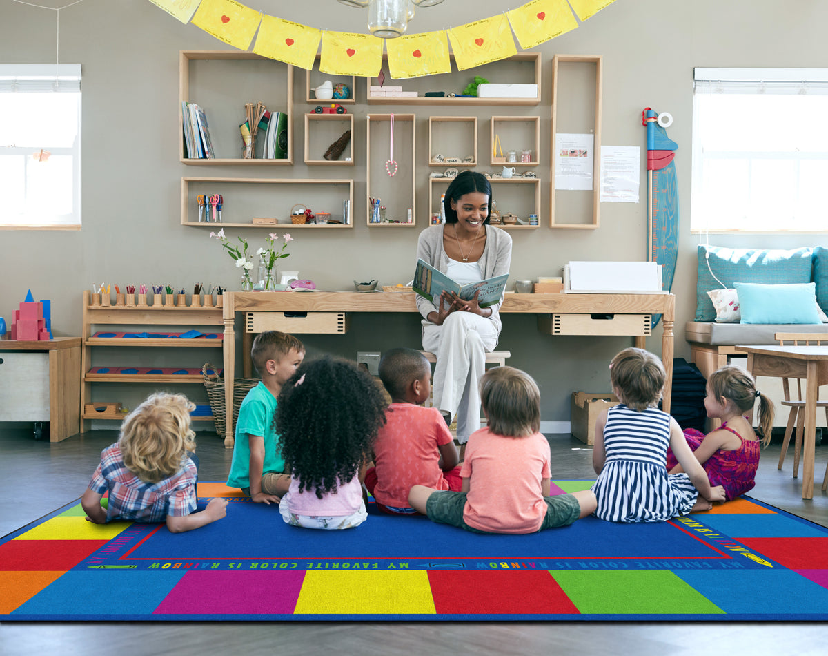 Rainbow Colors Classroom Seating Rug, view 5
