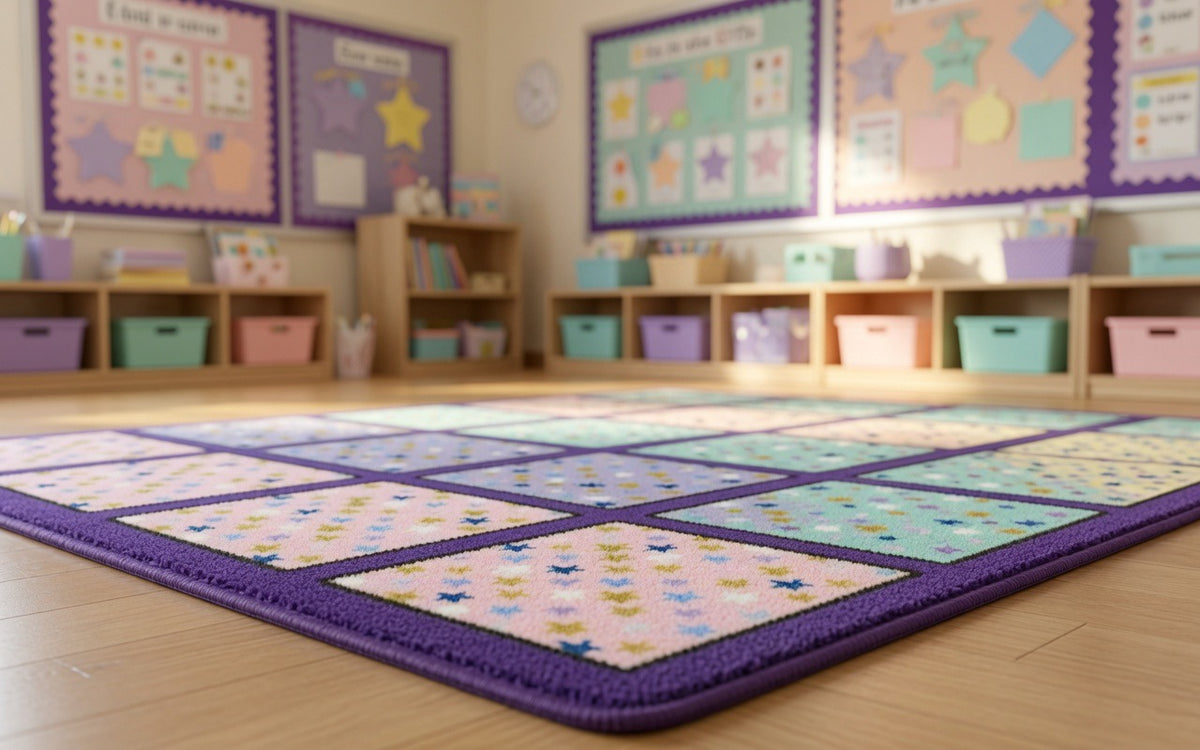 Pastel Star Seating Squares Classroom Rug, view 5