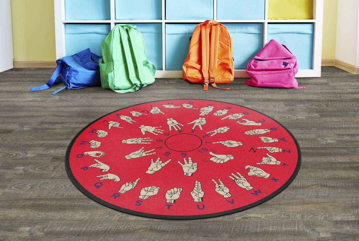 Sign Language Alphabet Round Rug
