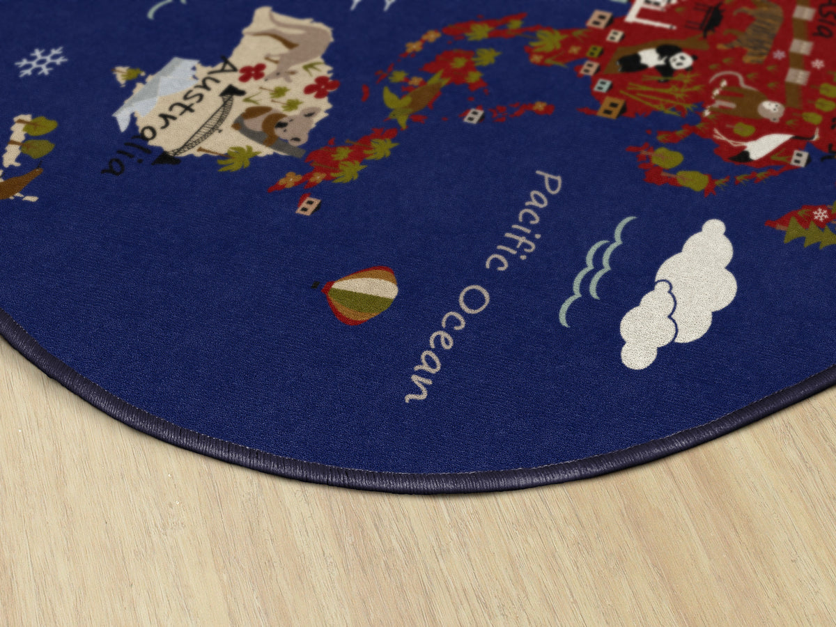 World Traveler Map Oval Classroom Rug, view 2