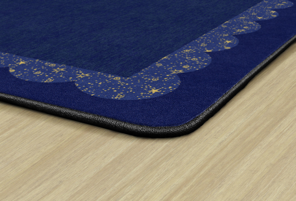 Calming Navy Starry Border Classroom Rug, view 2