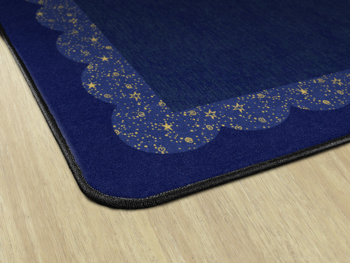 Calming Navy Starry Border Classroom Rug, view 3