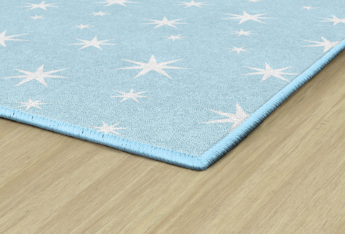 White Stars on Light Blue Classroom Rug, view 3