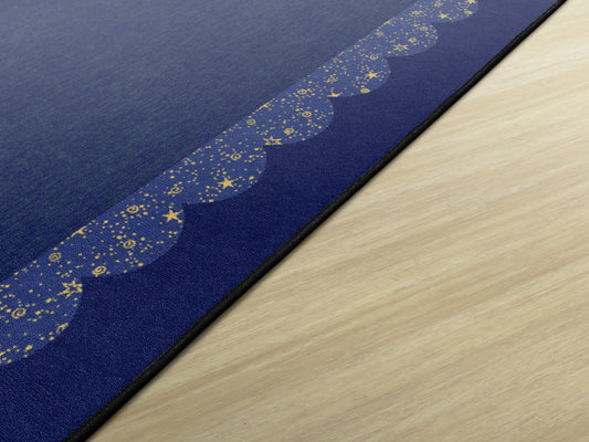 Calming Navy Starry Border Classroom Rug