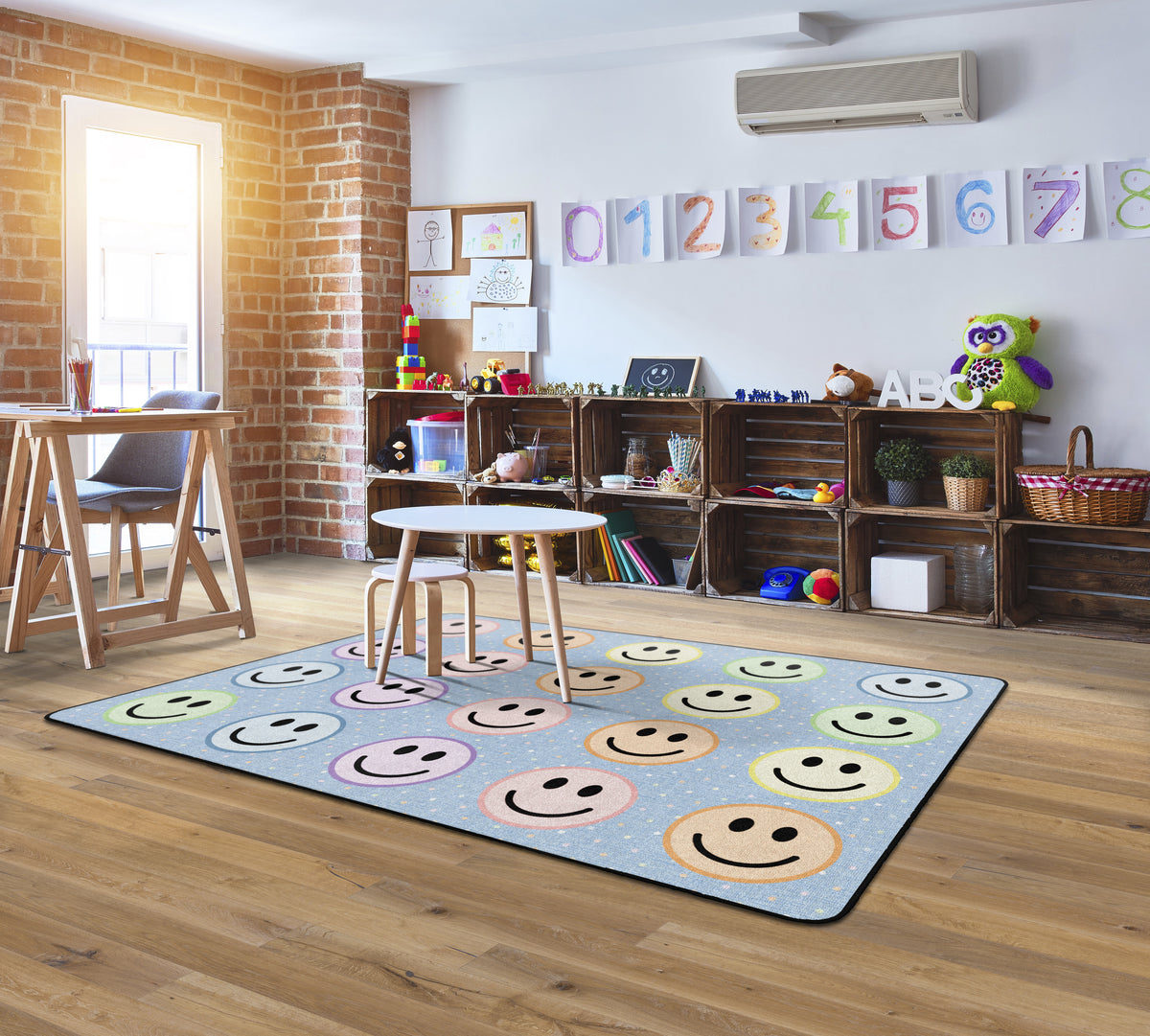 Smiley Face Classroom Seating Rug, view 2