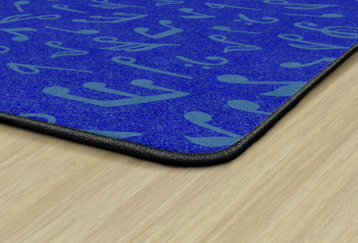 Music Notes Tonal Blue Classroom Rug, view 3
