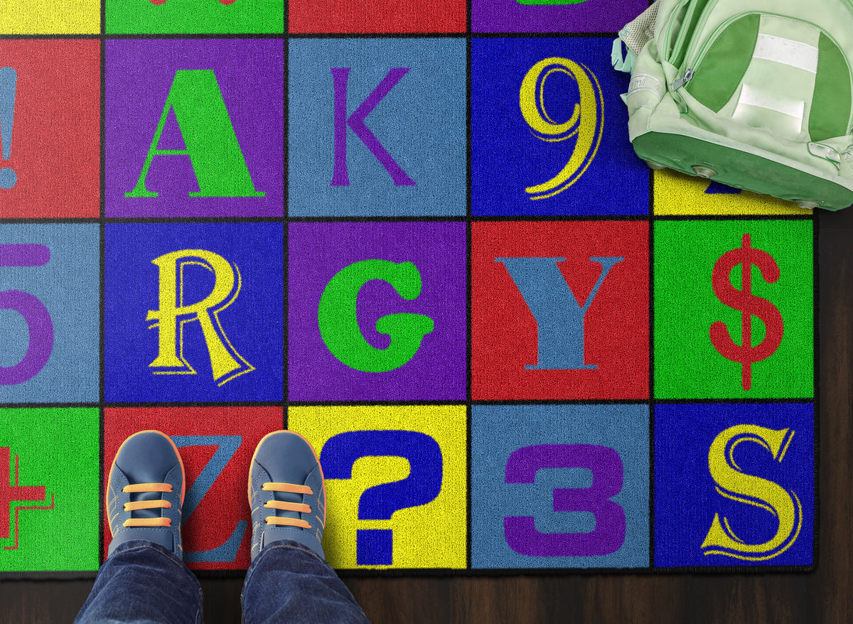 Alphabet & Number Jumble Washable Rug