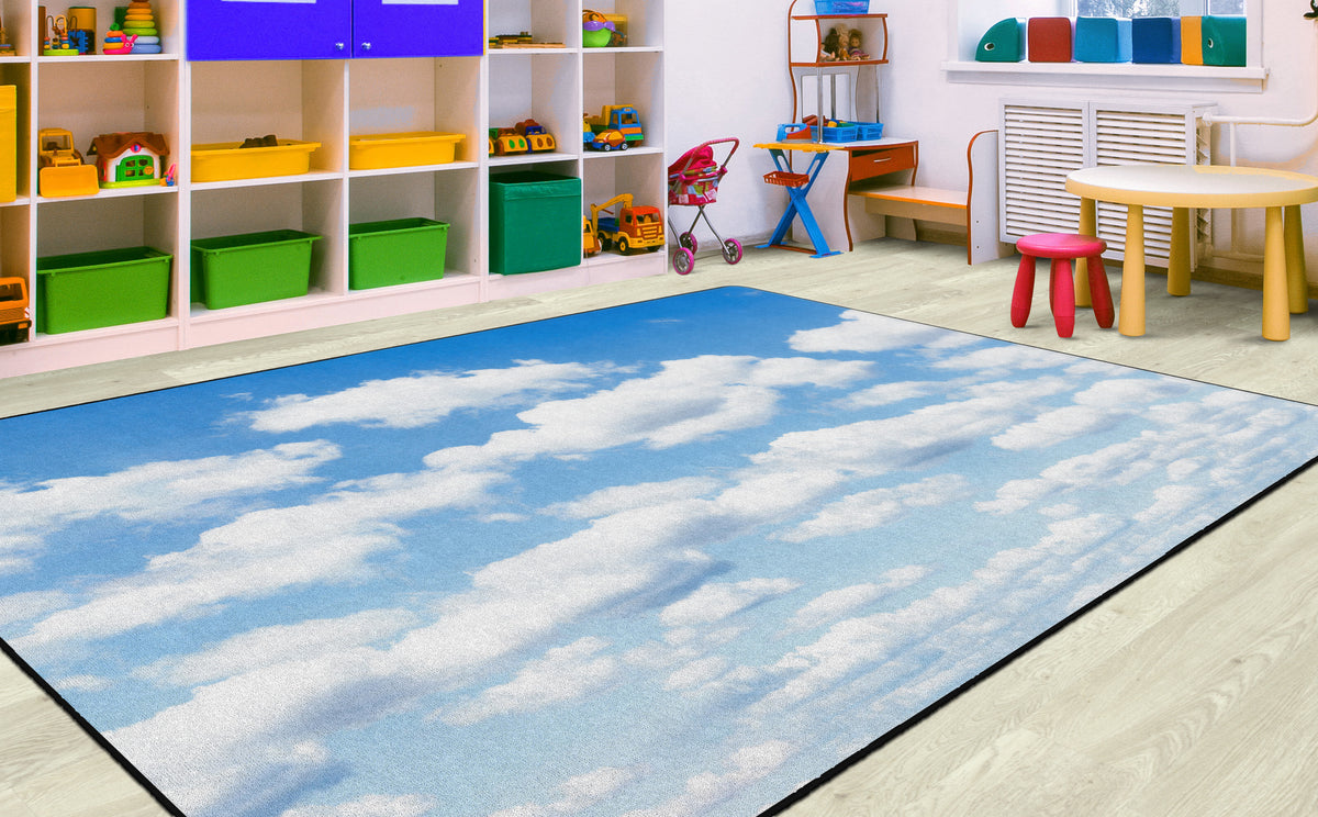 Calming Sky Clouds Classroom Rug