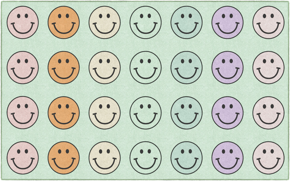 Smiley Face Sit Spots Classroom Rug