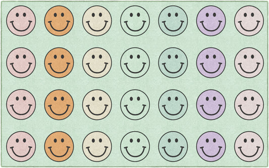Smiley Face Sit Spots Classroom Rug