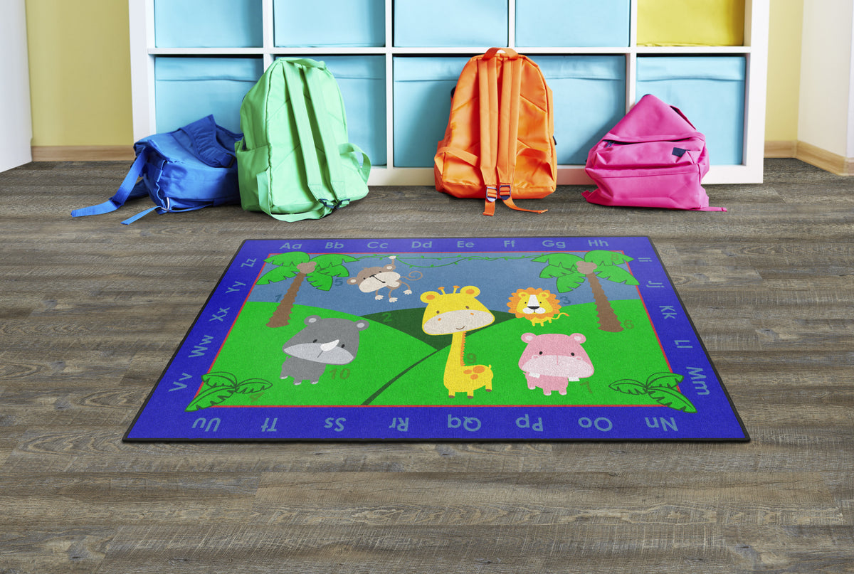 Jungle Alphabet Washable Toddler Rug