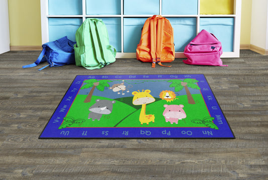 Jungle Alphabet Washable Toddler Rug