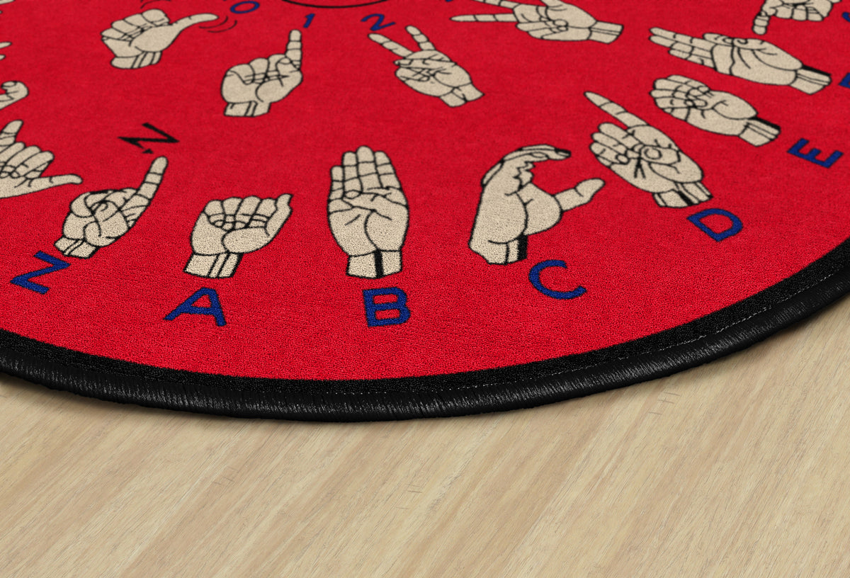 Sign Language Alphabet Round Rug, view 2