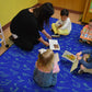 Music Notes Tonal Blue Classroom Rug, view 2