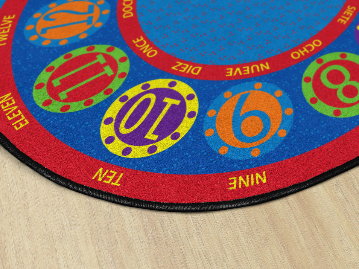Bilingual Number Circles Oval Rug