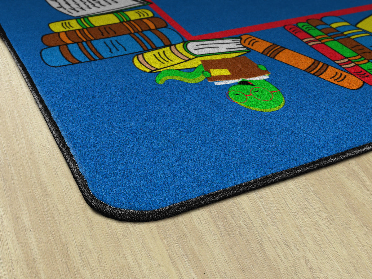 Calming Blue Bookworm Reading Rug, view 3
