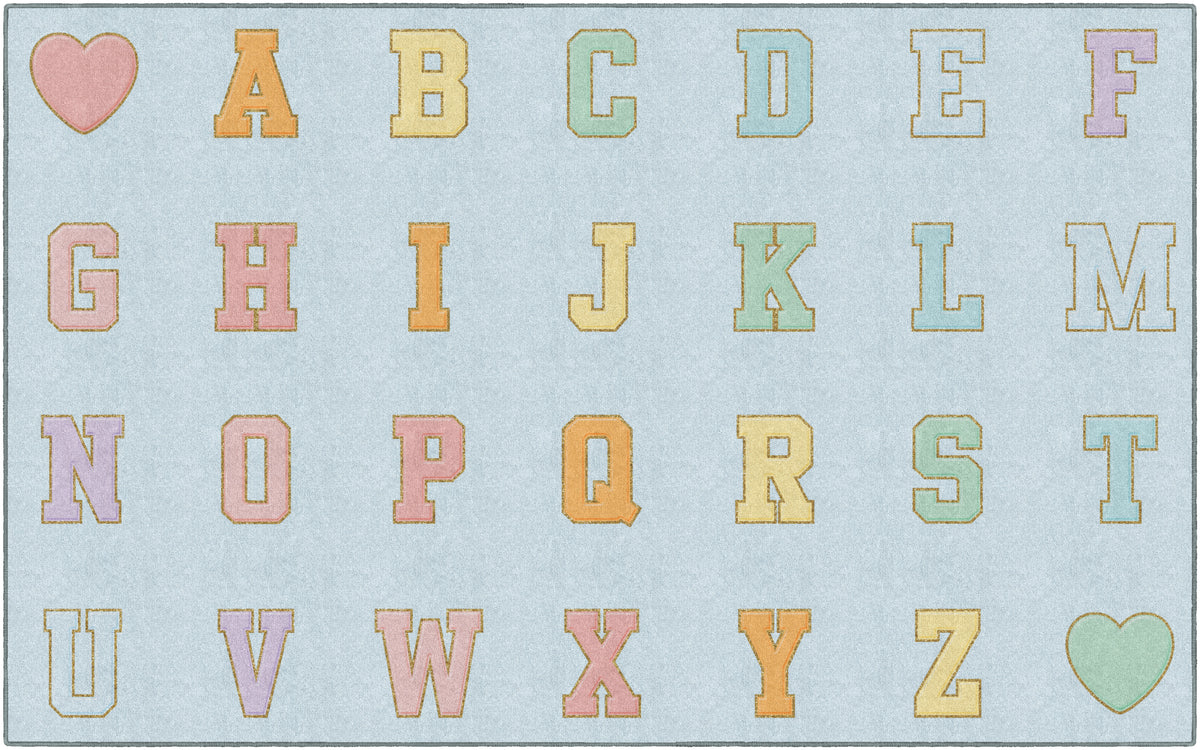 Pastel Alphabet Criss-Cross Seating Rug
