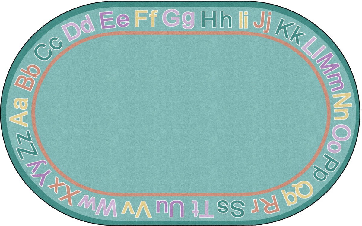 Pastel Alphabet Oval Classroom Rug