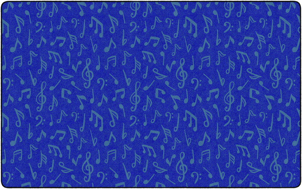 Music Notes Tonal Blue Classroom Rug, view 5
