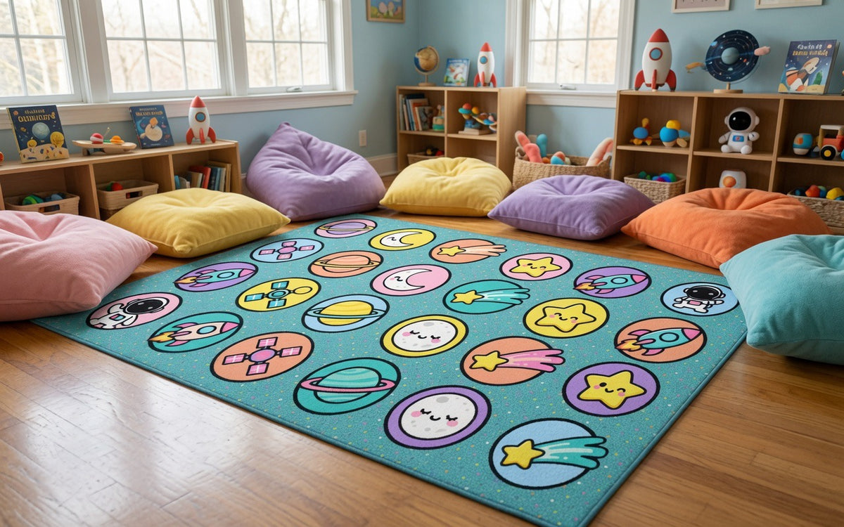 Turquoise Space Crisscross Seating Rug, view 5