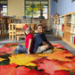 Calming Green Leaves Classroom Rug