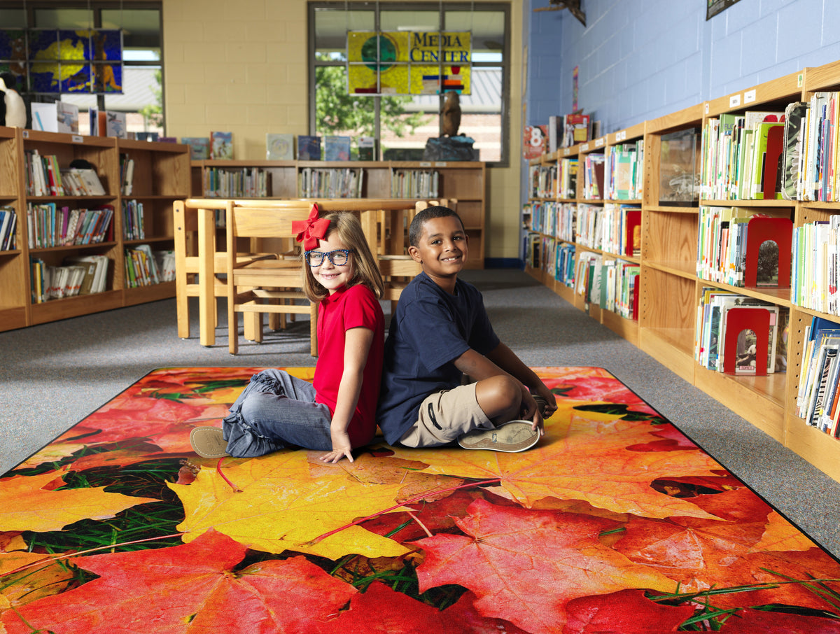 Calming Green Leaves Classroom Rug