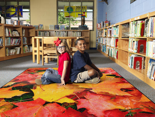 Calming Green Leaves Classroom Rug