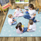White Stars on Light Blue Classroom Rug