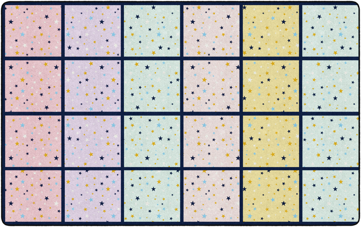 Pastel Star Seating Squares Classroom Rug