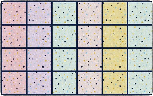 Pastel Star Seating Squares Classroom Rug
