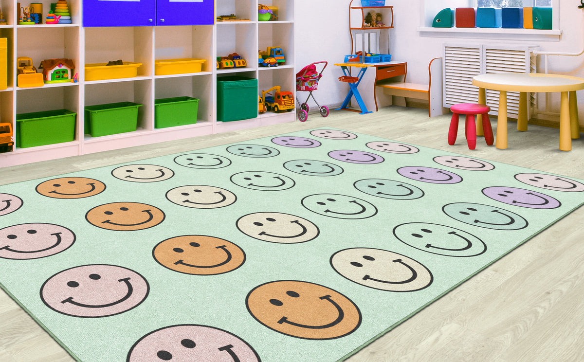 Smiley Face Sit Spots Classroom Rug, view 2