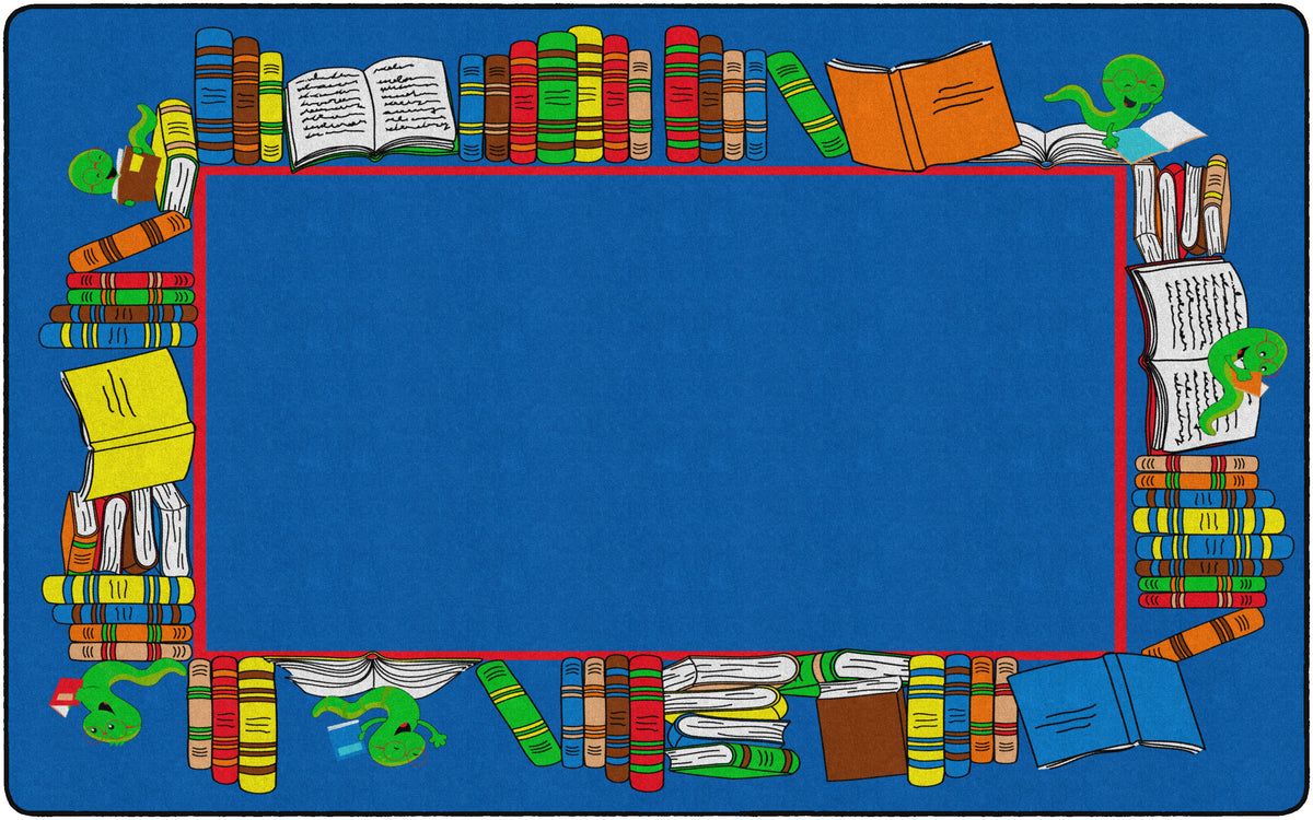 Calming Blue Bookworm Reading Rug, view 4