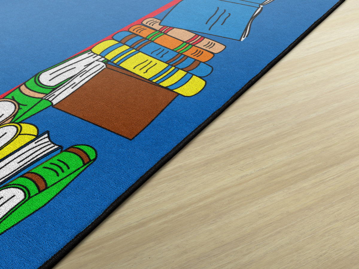 Calming Blue Bookworm Reading Rug, view 5