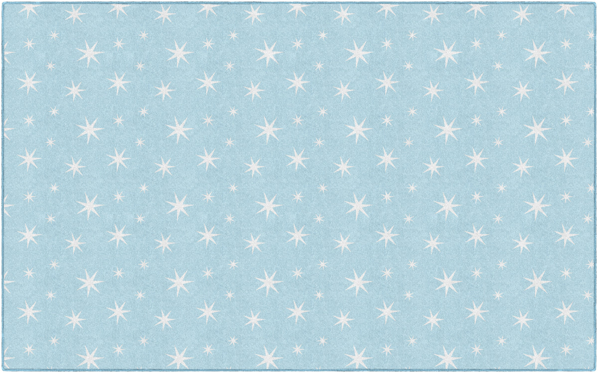 White Stars on Light Blue Classroom Rug, view 5