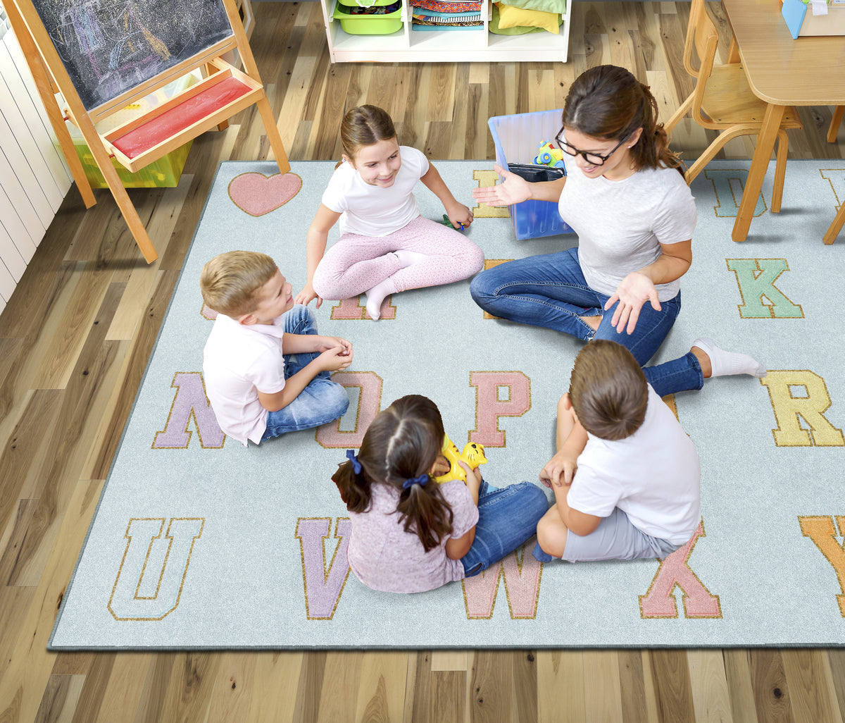 Pastel Alphabet Criss-Cross Seating Rug, view 2