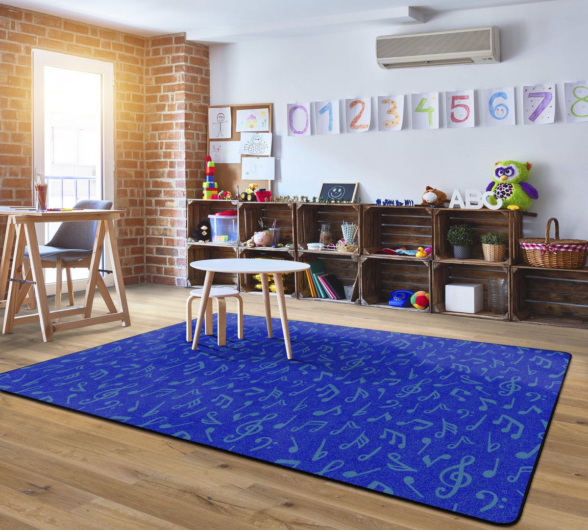Music Notes Tonal Blue Classroom Rug