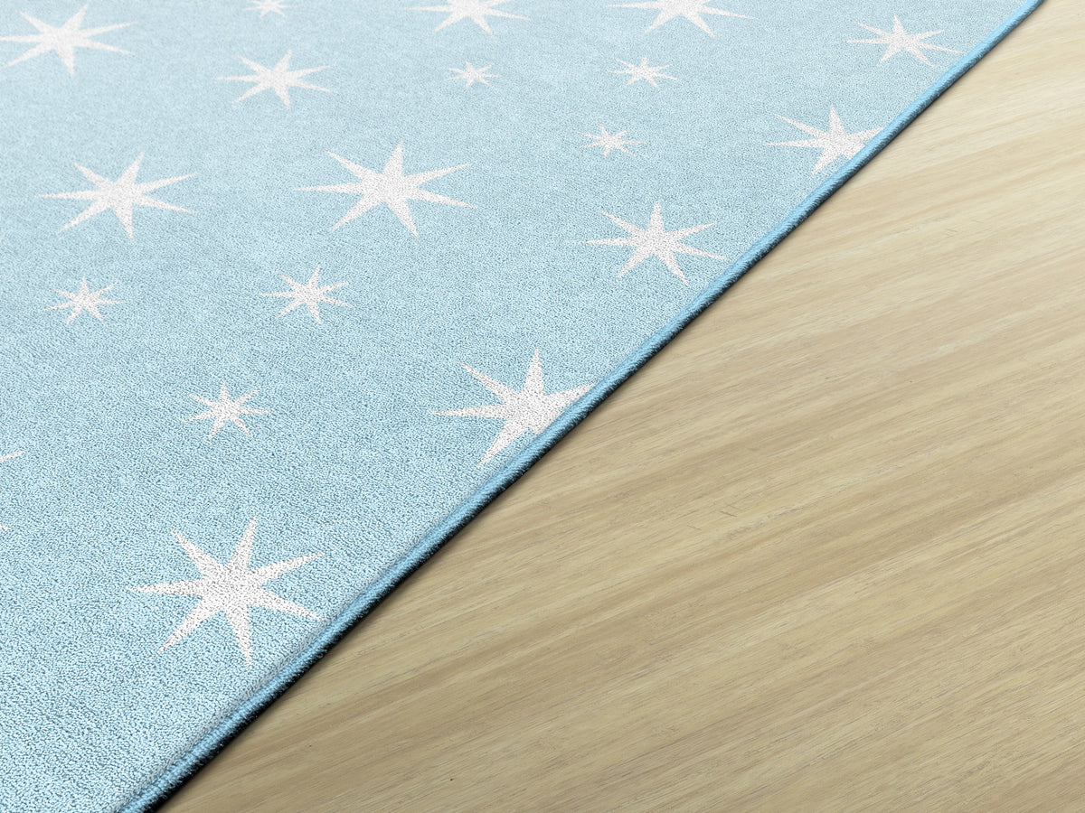 White Stars on Light Blue Classroom Rug, view 2